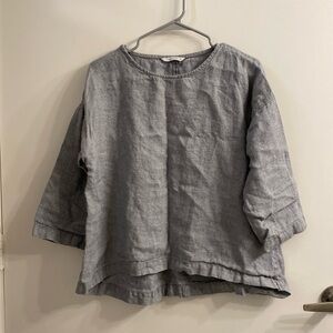 Harper Grey Linen Wool Blend Tunic, Grey Linen Wool Blend